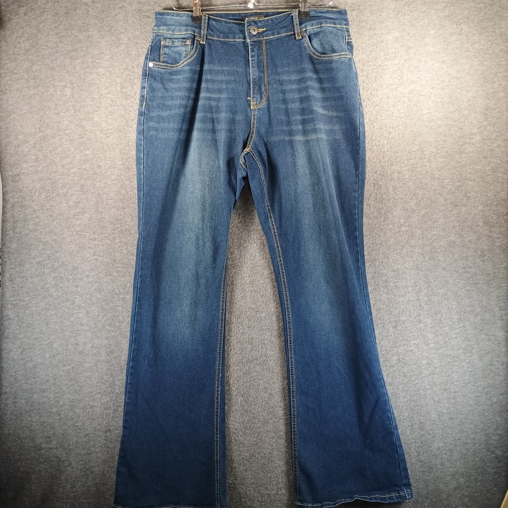 Bloom Chic Jeans Women 14 Stone Medium Wash High Rise Boot Cut Fashionable
